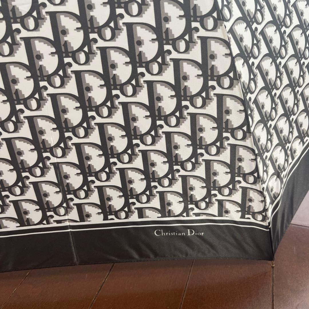 新品　Dior ディオール　折たたみ傘　雨傘　グレー　トロッター柄　タグ付き