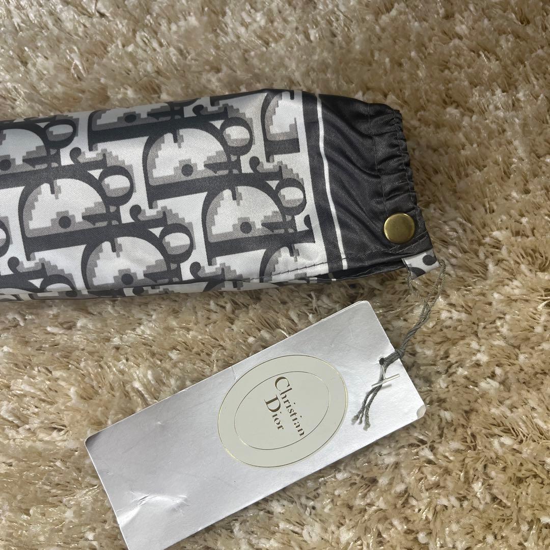 新品　Dior ディオール　折たたみ傘　雨傘　グレー　トロッター柄　タグ付き