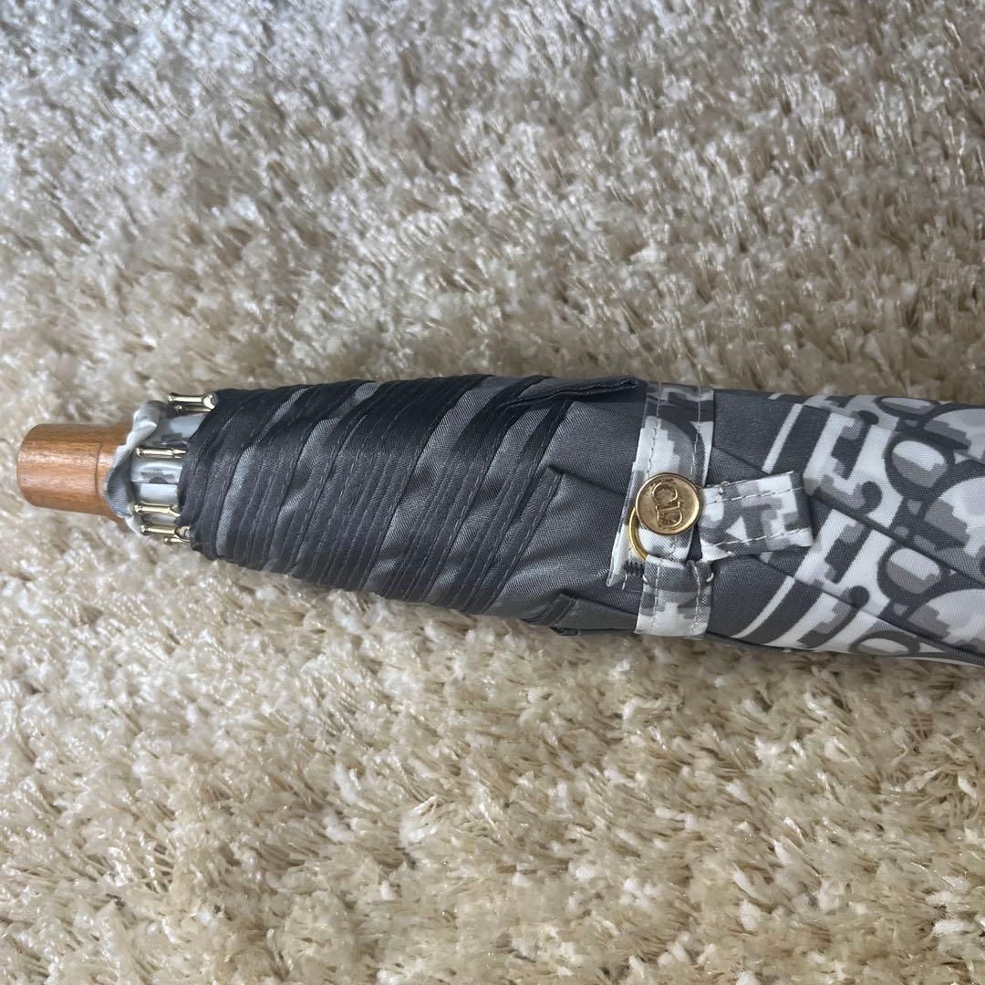 新品　Dior ディオール　折たたみ傘　雨傘　グレー　トロッター柄　タグ付き