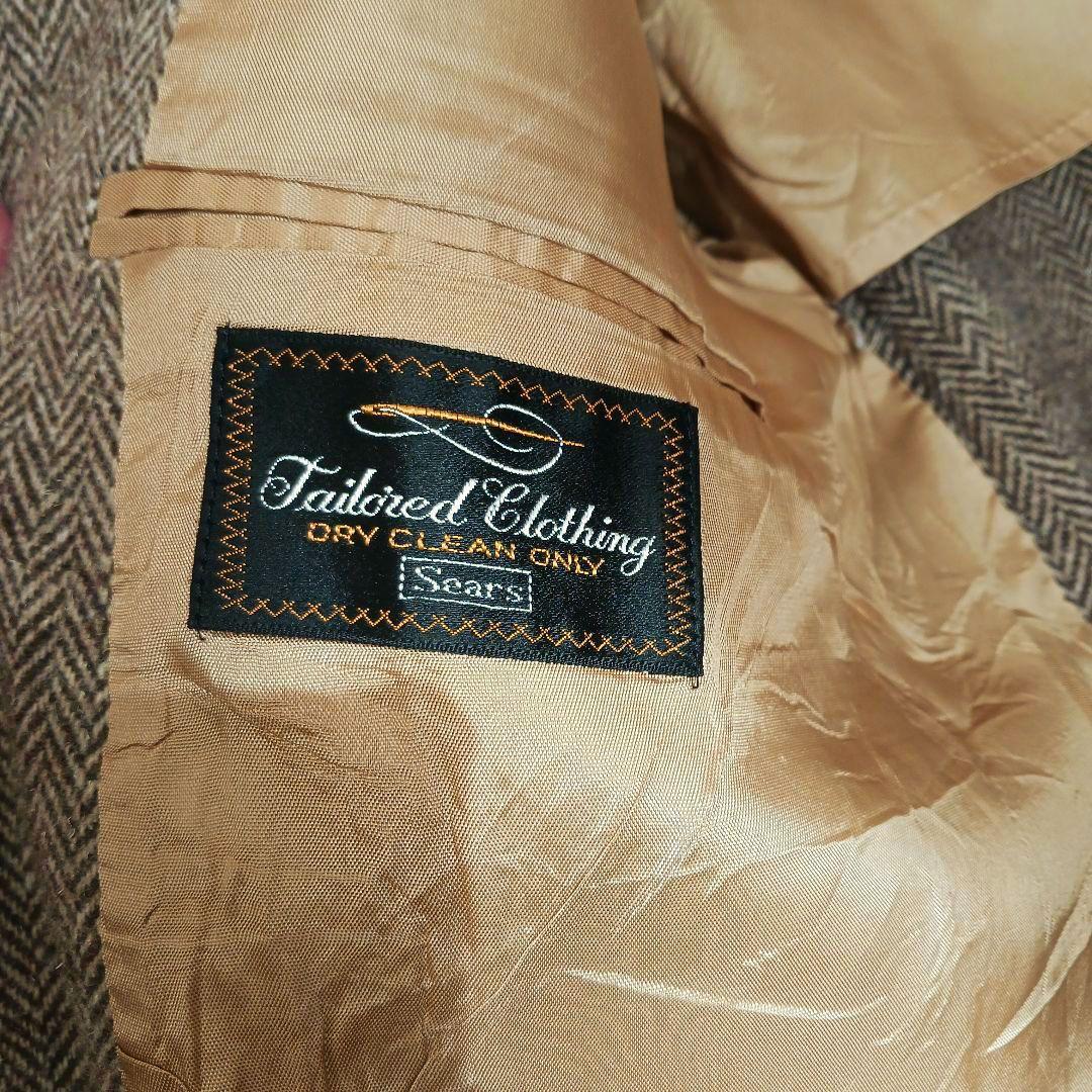 Sears ブラウン ツイード ジャケット ウール ヘリンボーン ヴィンテージ