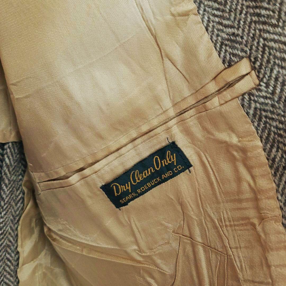 Sears ブラウン ツイード ジャケット ウール ヘリンボーン ヴィンテージ
