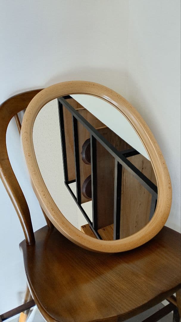 柳 宗理 曲木鏡 小判小 木地色