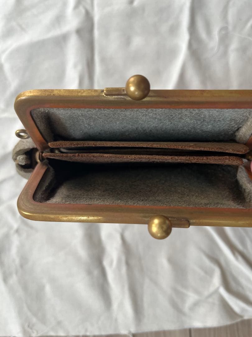 や*ま様 N25 レザーがま口ウォレット（クーズーストーン・中）