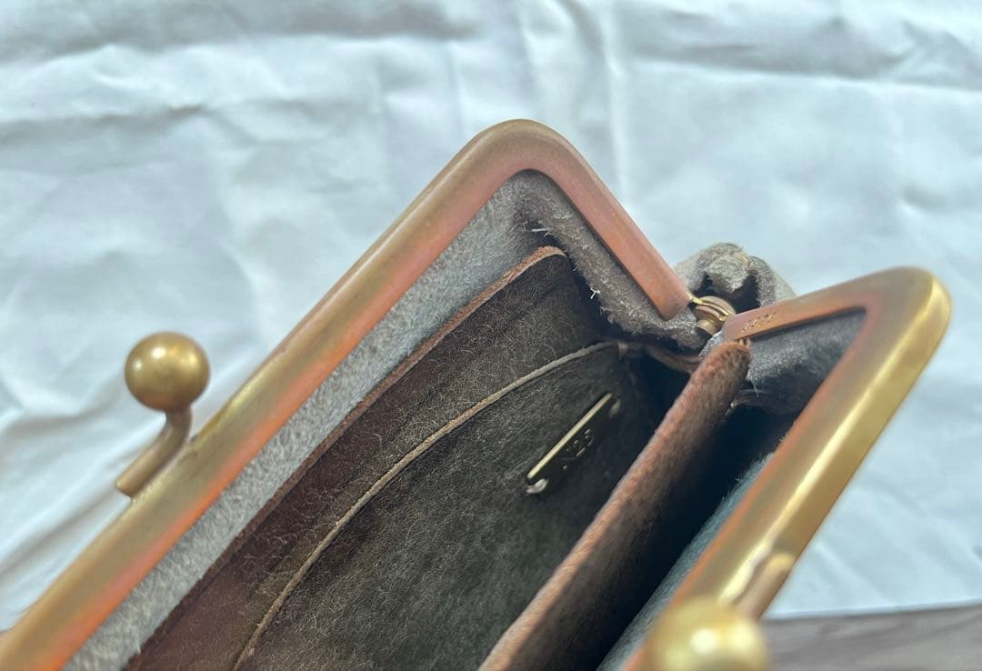 や*ま様 N25 レザーがま口ウォレット（クーズーストーン・中）