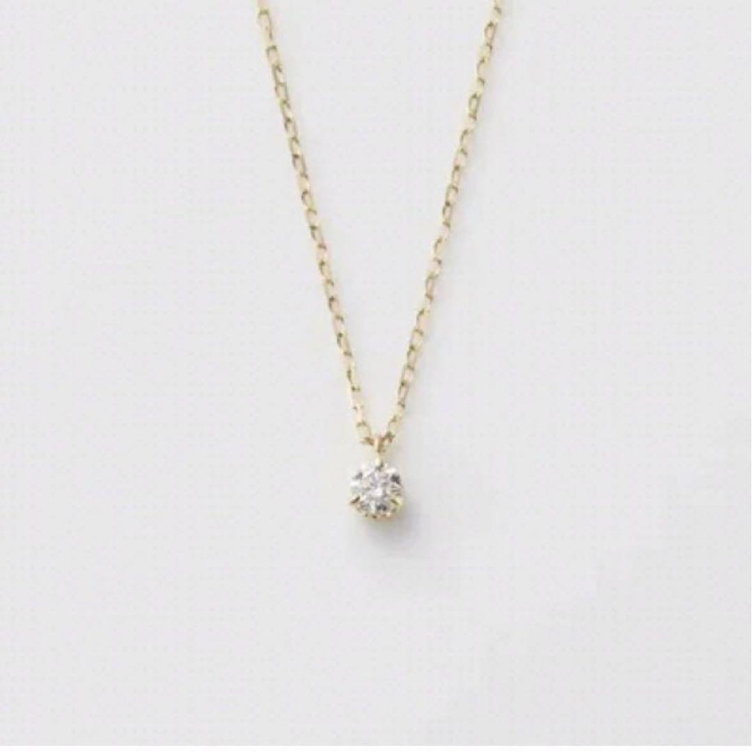 【agete】k18　ダイヤモンドネックレス　一粒石