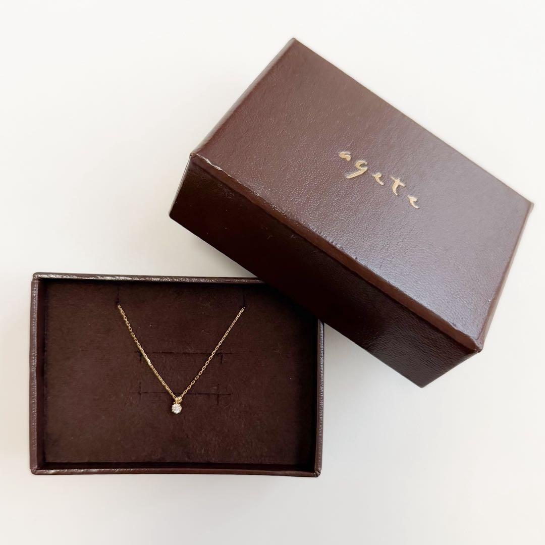 【agete】k18　ダイヤモンドネックレス　一粒石