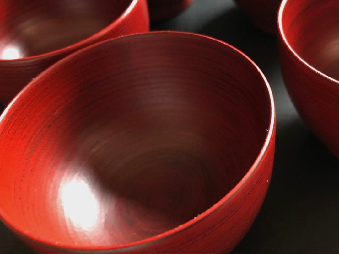 輪島塗　お猪口　朱色5客セット