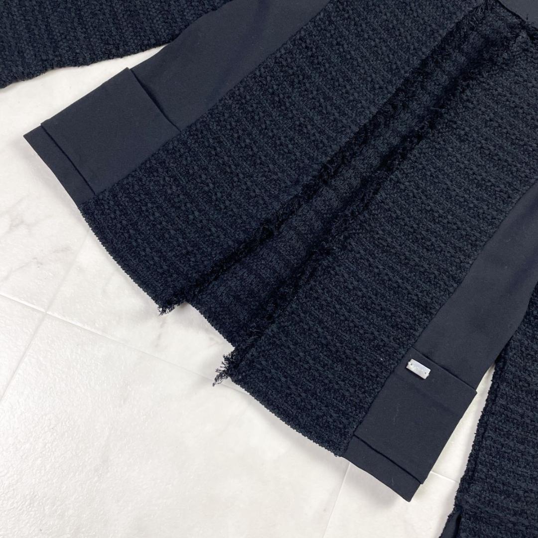 美品 FOXEY クールツイードコンビカーディガン ジャケット 黒40*LD12