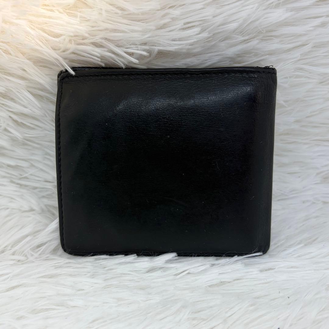 美品✨サンローラン　二つ折り　折り財布　カサンドラ　金ロゴ　レザー　ブラック