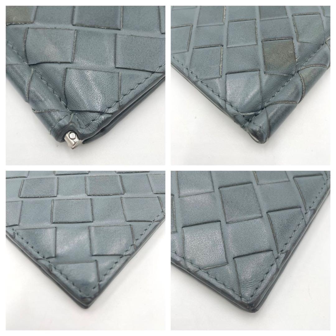 ボッテガヴェネタ　マネークリップ　折り財布　マキシイントレチャート　グレー