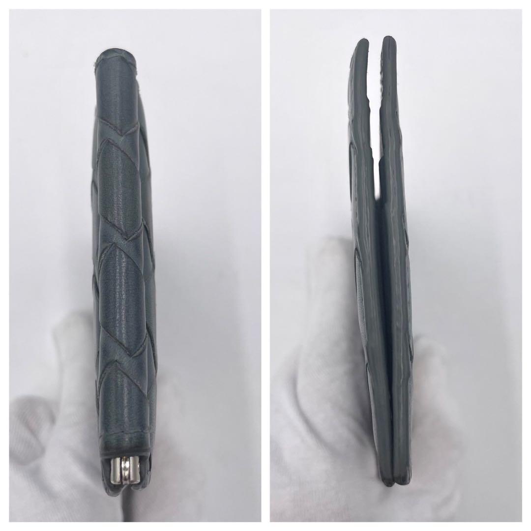 ボッテガヴェネタ　マネークリップ　折り財布　マキシイントレチャート　グレー