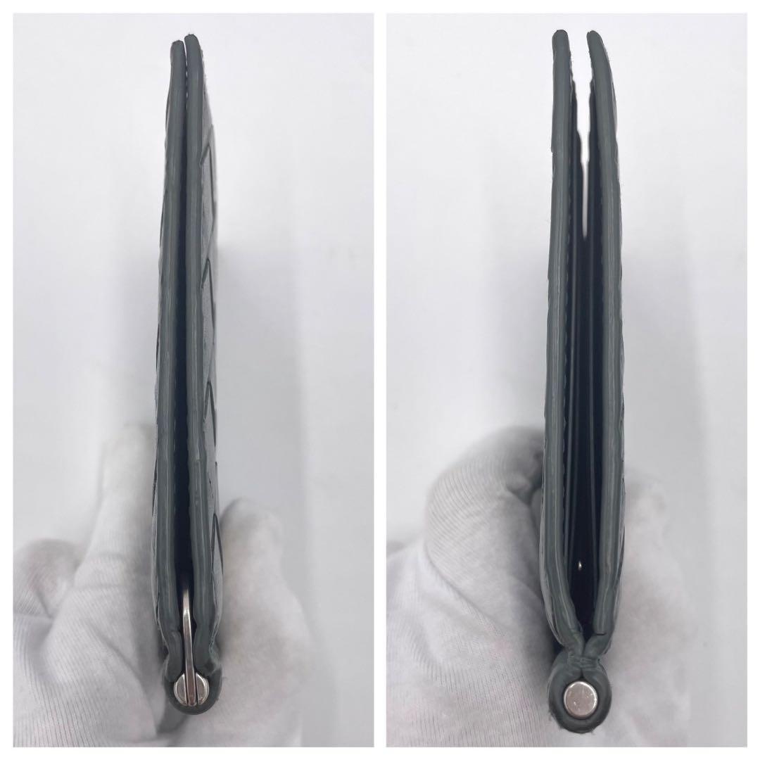 ボッテガヴェネタ　マネークリップ　折り財布　マキシイントレチャート　グレー