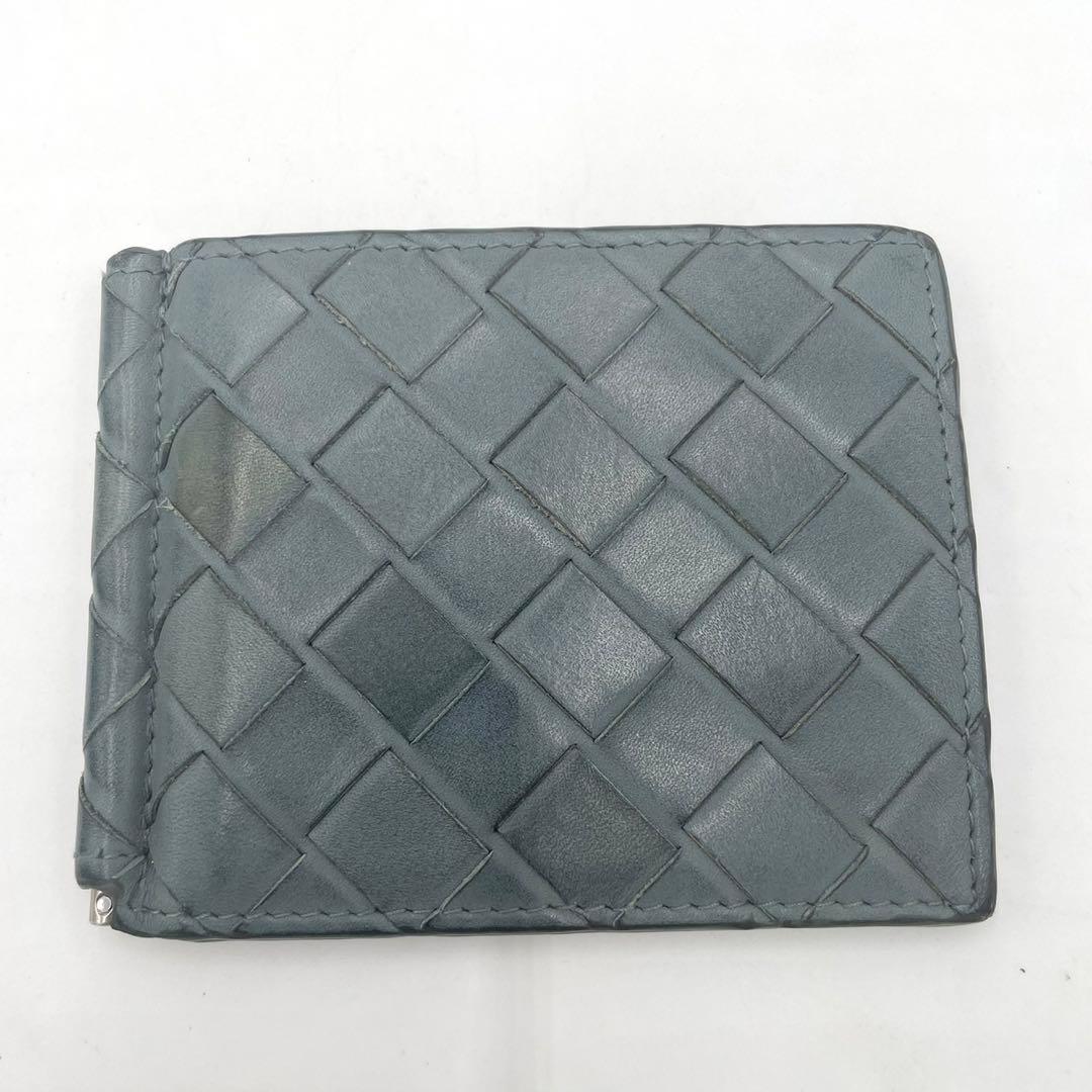 ボッテガヴェネタ　マネークリップ　折り財布　マキシイントレチャート　グレー