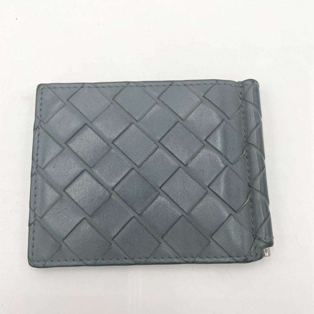 ボッテガヴェネタ　マネークリップ　折り財布　マキシイントレチャート　グレー