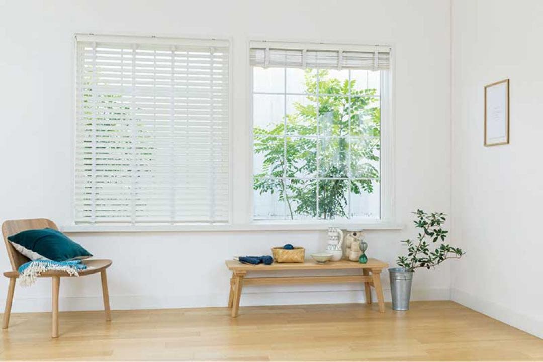 Nanaホワイト木製スラットブラインド