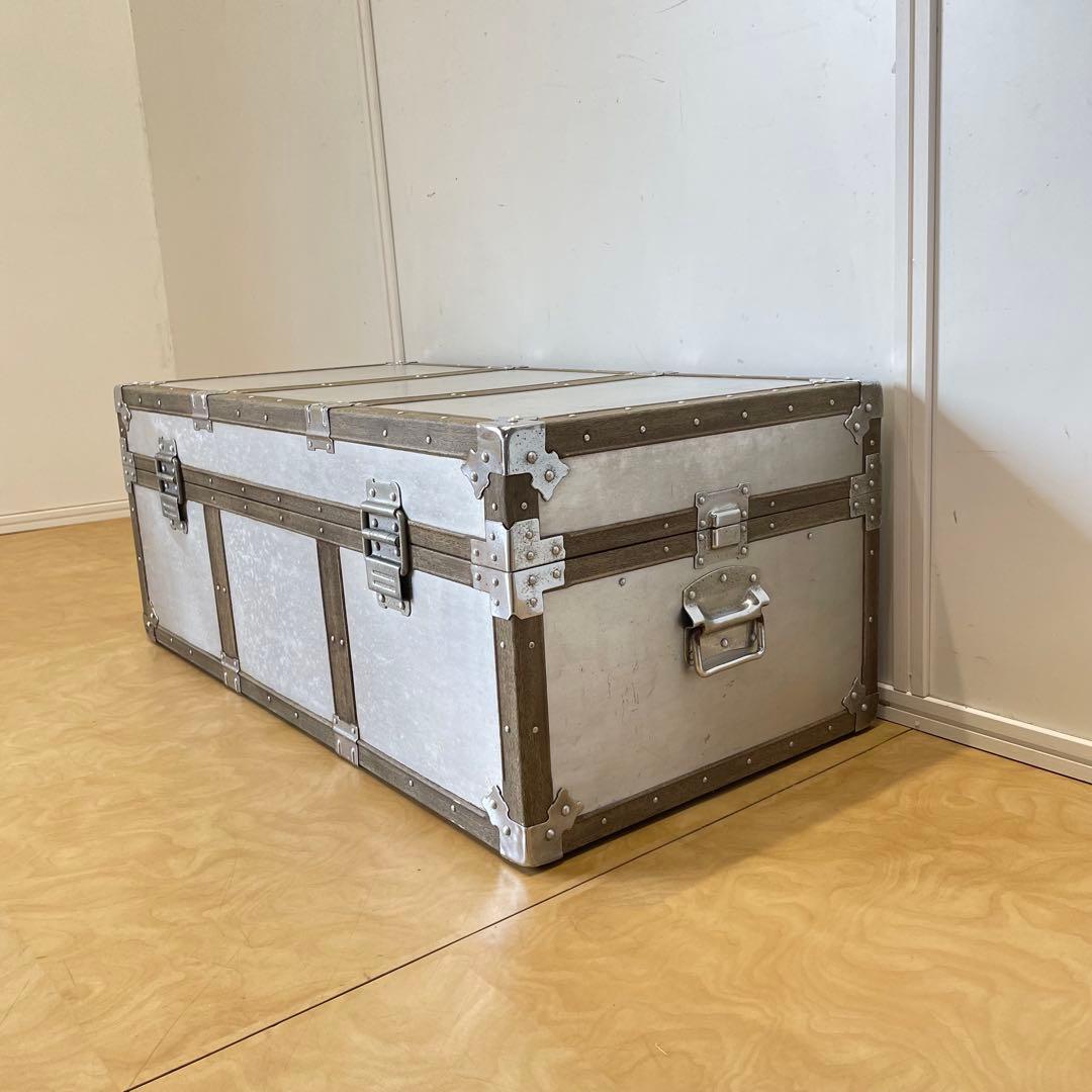 ビンテージ トランク アルミ 船舶 収納 箱 台 ケース ボックス アンティーク