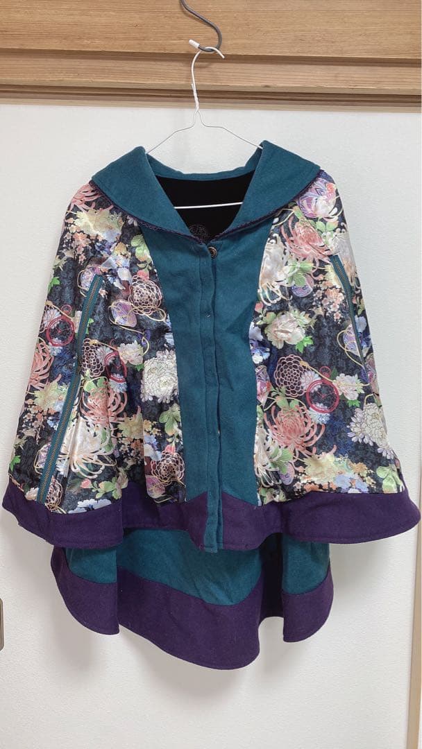 OZZON JAPAN 和柄　和風　ポンチョ　リバーシブル