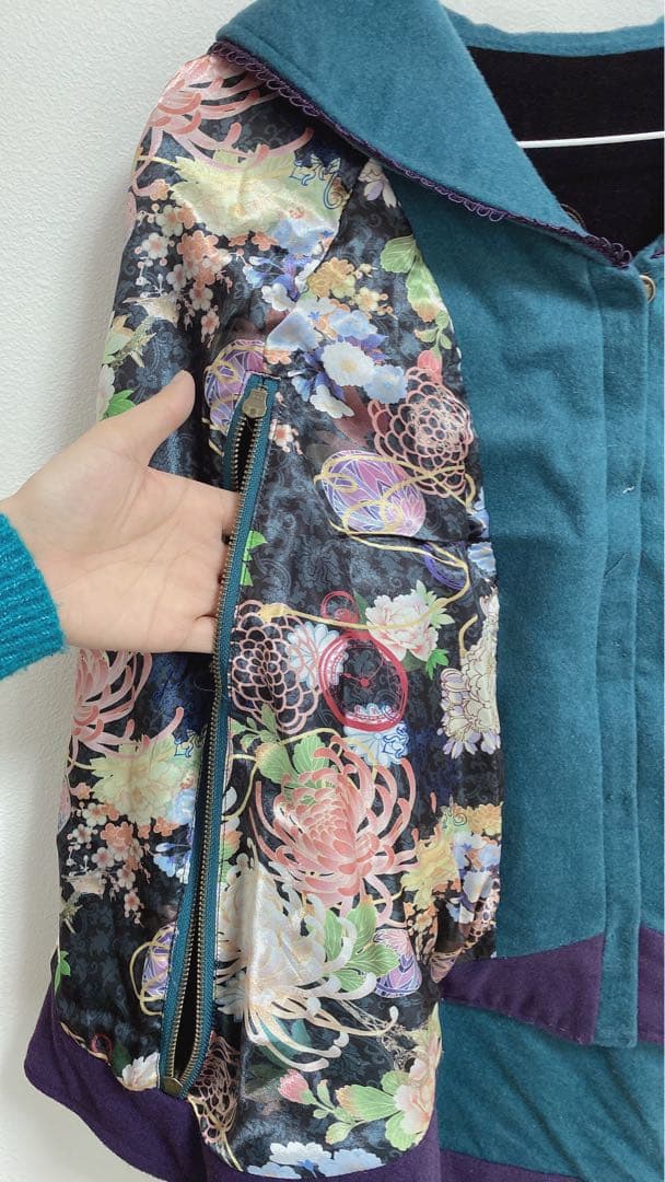 OZZON JAPAN 和柄　和風　ポンチョ　リバーシブル