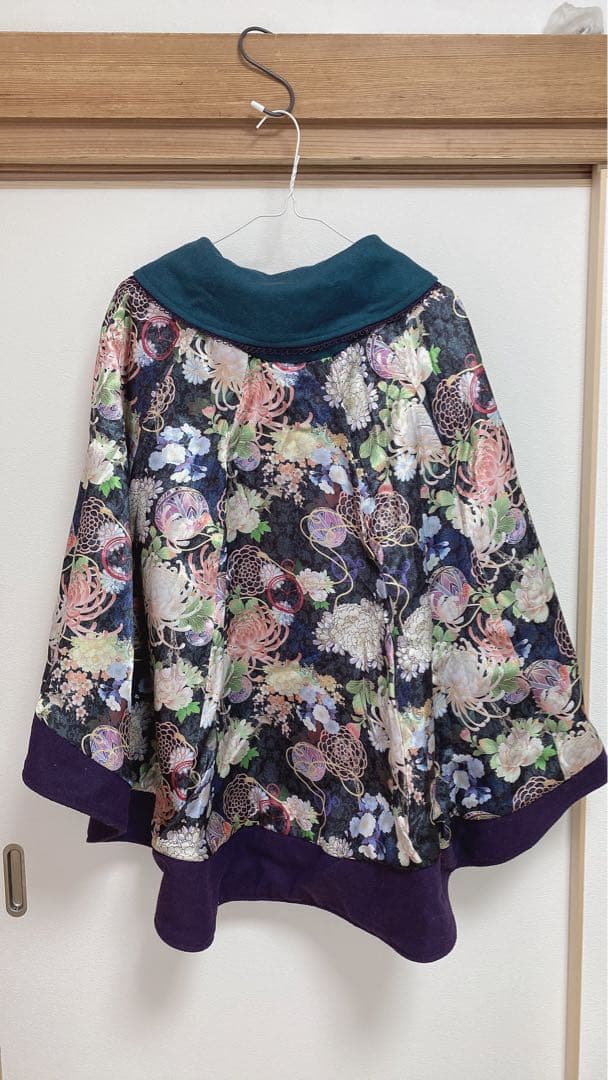 OZZON JAPAN 和柄　和風　ポンチョ　リバーシブル