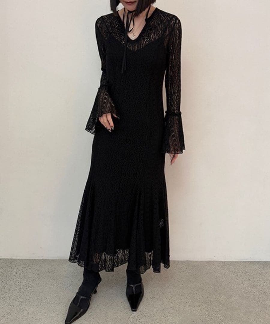 JOSEMOON ジョゼムーン ベルスリーブ レース ドレス ワンピース