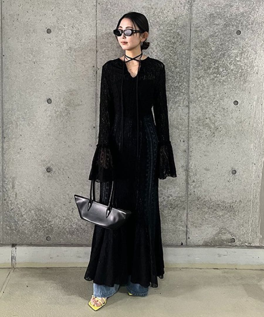 JOSEMOON ジョゼムーン ベルスリーブ レース ドレス ワンピース