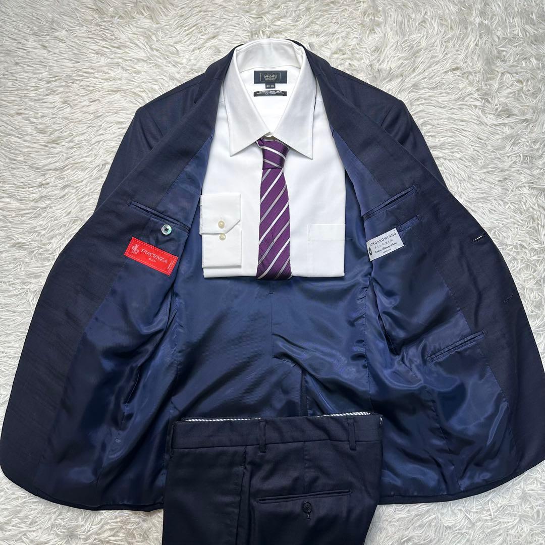 希少 極美品 トゥモローランド ピルグリム 英国×伊生地 シルク混 光沢 上下