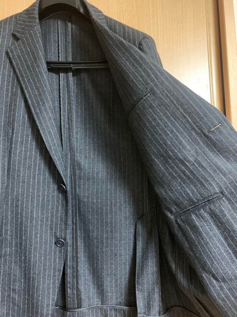 belvest ベルベスト フランネルチョークストライプスーツ48