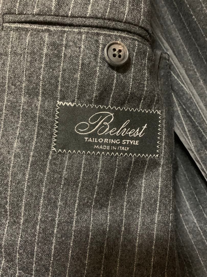 belvest ベルベスト フランネルチョークストライプスーツ48