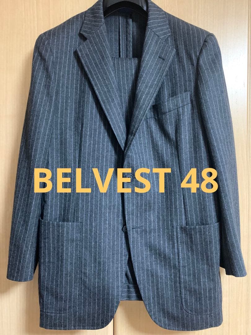 belvest ベルベスト フランネルチョークストライプスーツ48