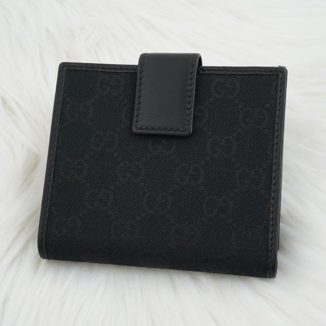 未使用品　GUCCI グッチ　二つ折り財布　レザー×キャンバス　GG柄　ブラック