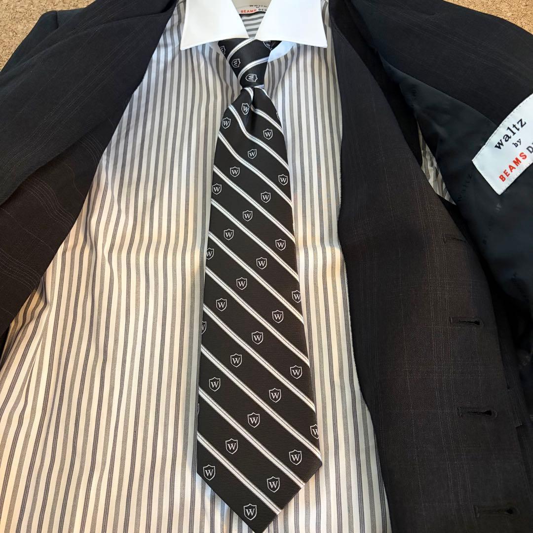 ビームス BEAMS フォーマルスーツ 黒 チェック 150cm 卒業式