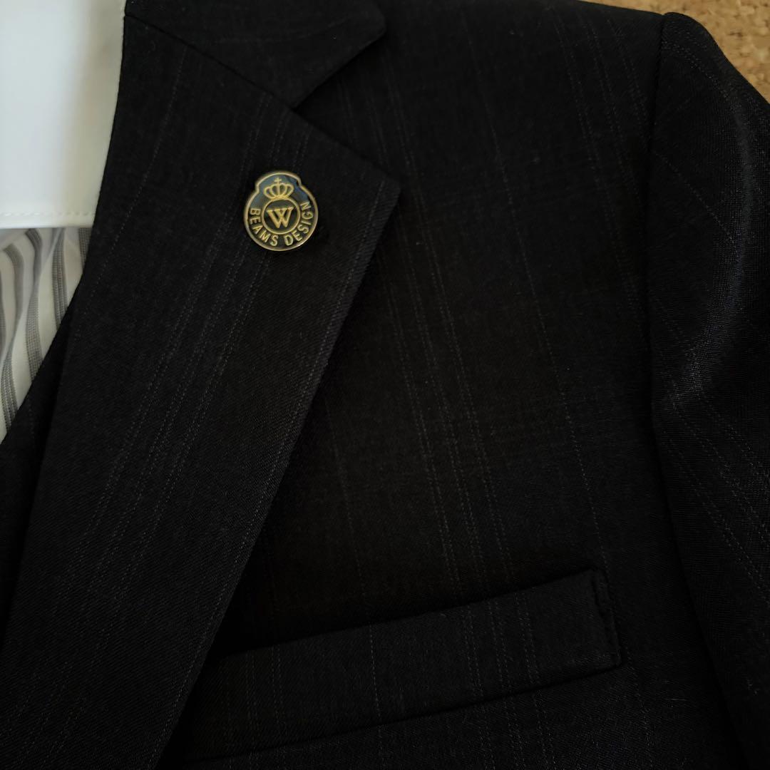 ビームス BEAMS フォーマルスーツ 黒 チェック 150cm 卒業式