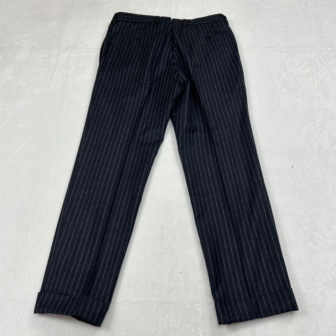 H52 M ソブリン カシミヤ混 ストライプ柄 スーツ上下 ダークグレー メンズ