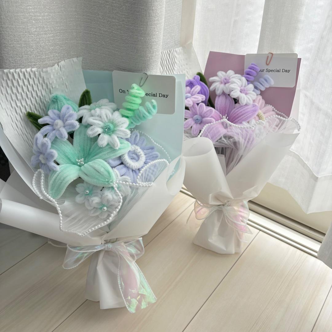 うさまる( •─• )　モールフラワー 枯れないお花　韓国花束