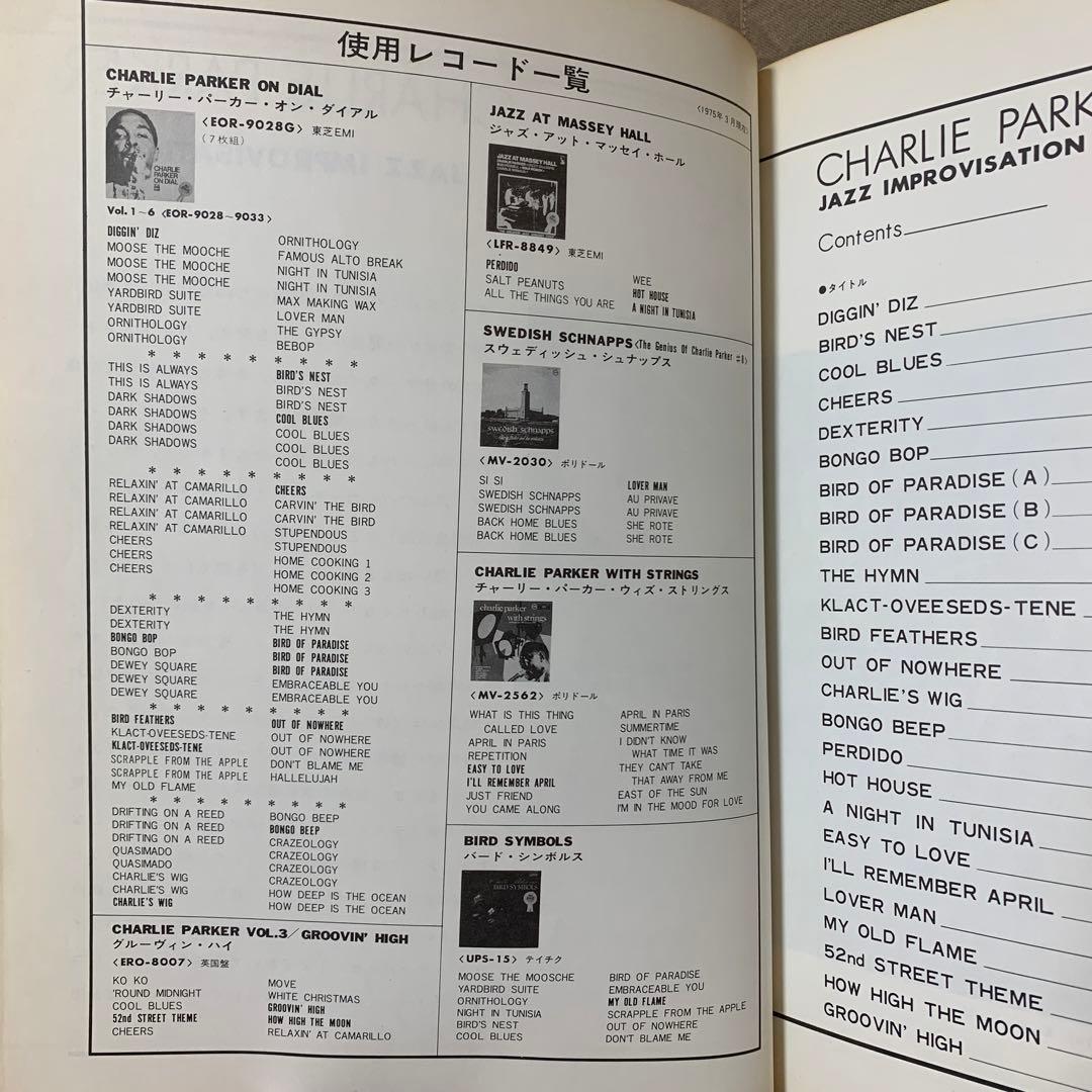 CHARLIE PARKER／JAZZ IMPROVISATION