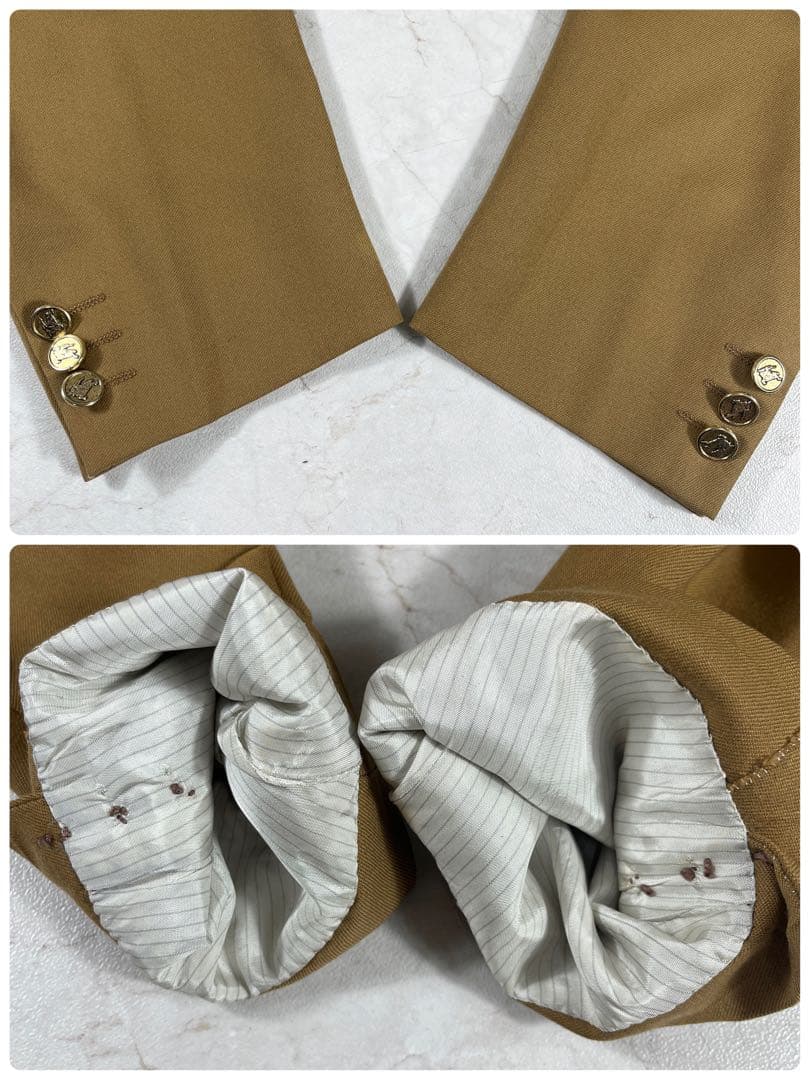 ✨美品 バーバリーズ カシミヤ混 テーラードジャケット 金ボタン 希少キャメル