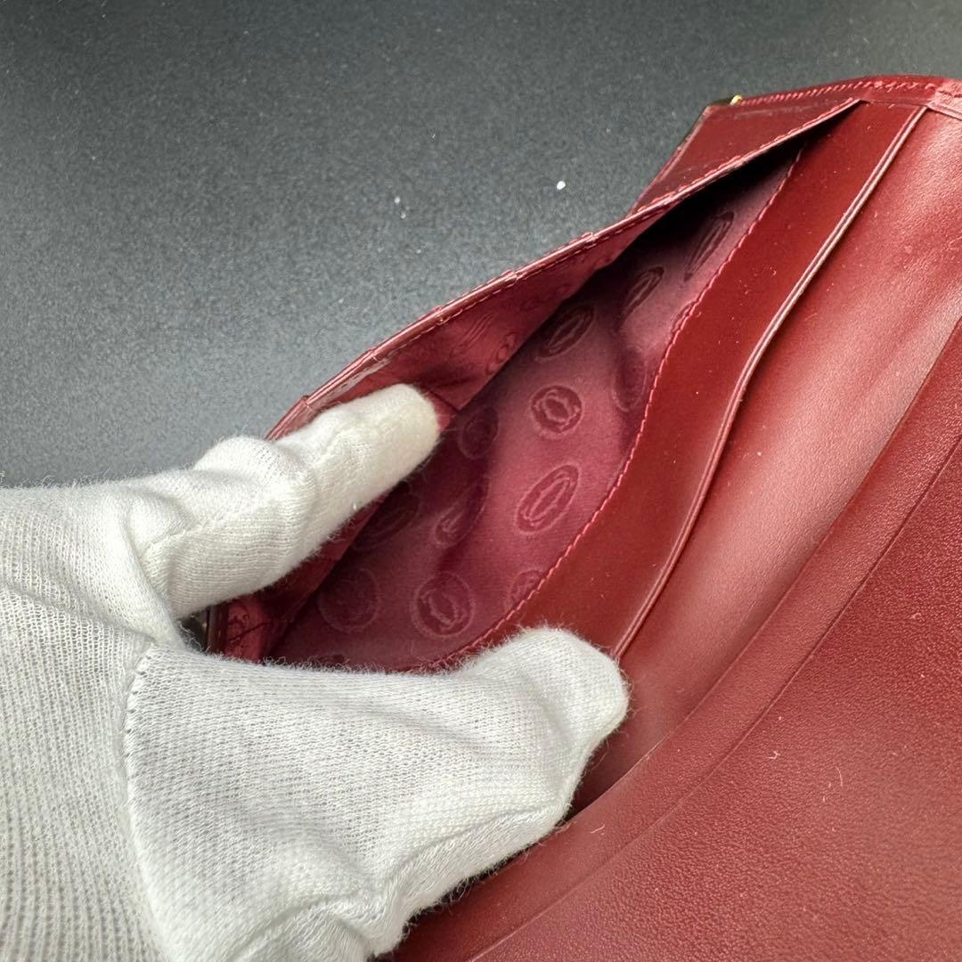 未使用級 Cartier カルティエ 長財布 札入れ カード入れ レザー 赤茶