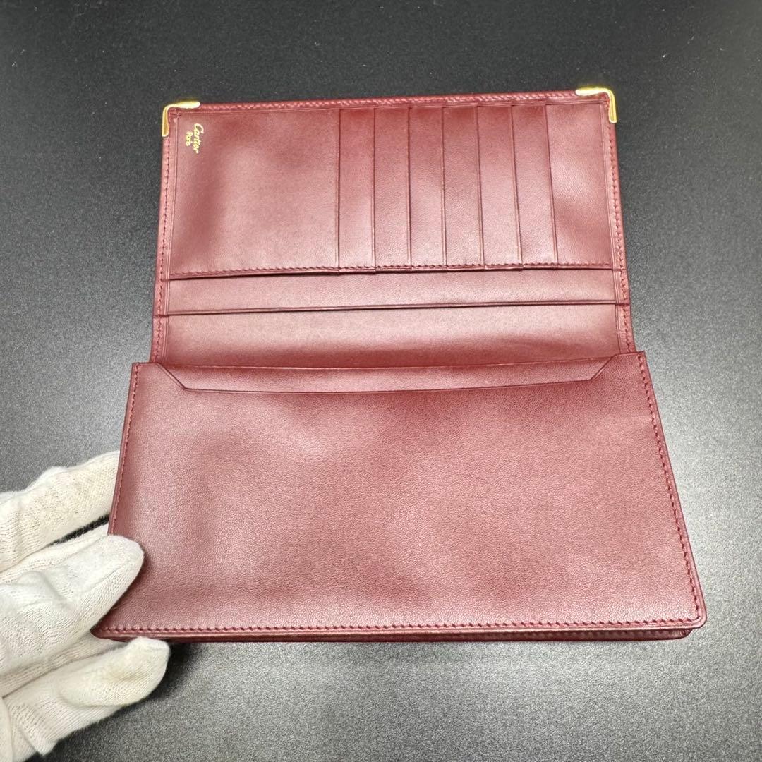 未使用級 Cartier カルティエ 長財布 札入れ カード入れ レザー 赤茶