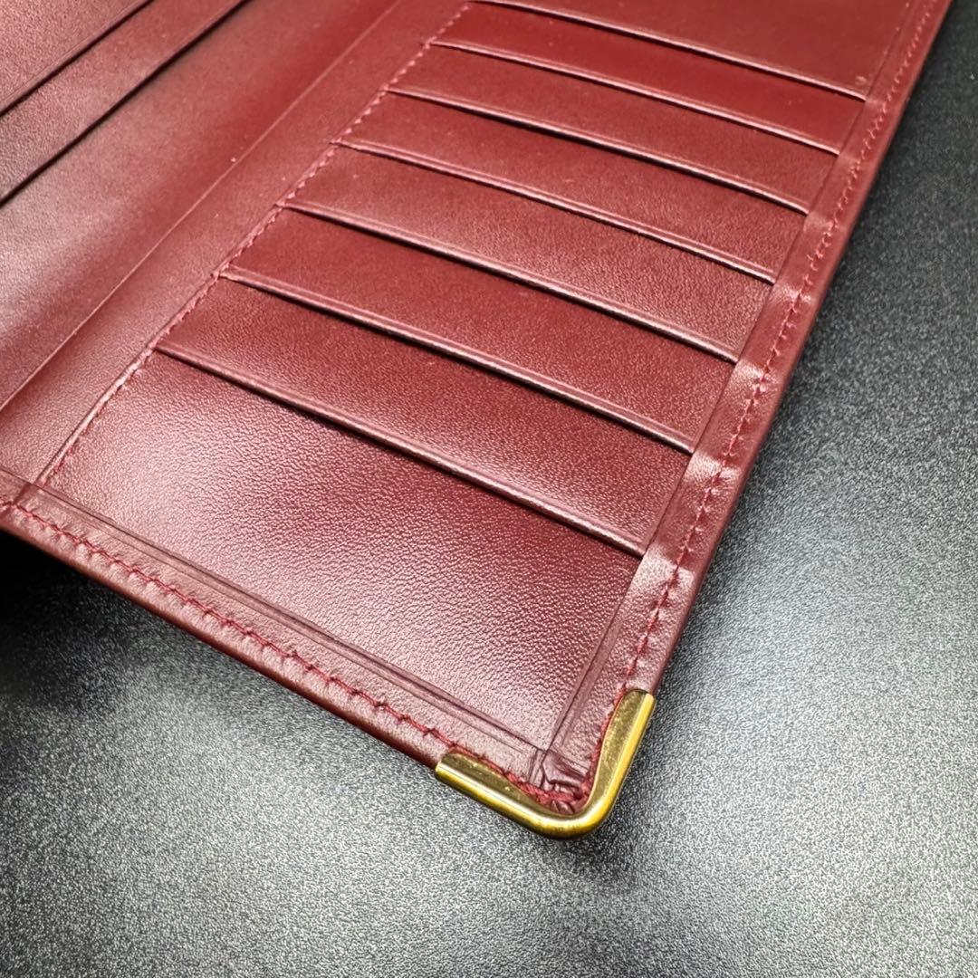未使用級 Cartier カルティエ 長財布 札入れ カード入れ レザー 赤茶