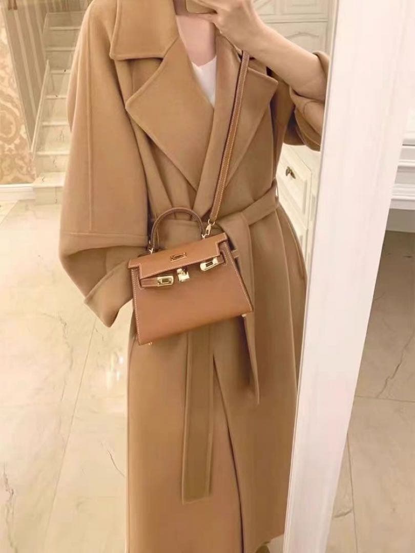 DHOLIC ストラップ付ウールオープンロングコート・B1862025