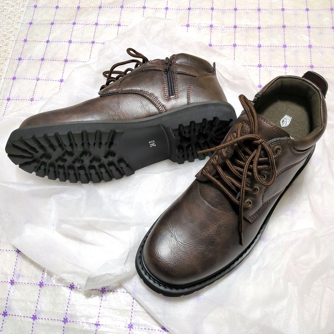 シークレットシューズ 厚底ブーツ ミドル丈 靴 ダークブラウン 9cm身長アップ