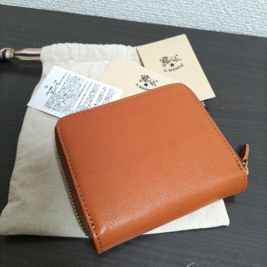 新品 イルビゾンテ 本革 レザー ラウンド ウォレット 財布 キャラメル 茶