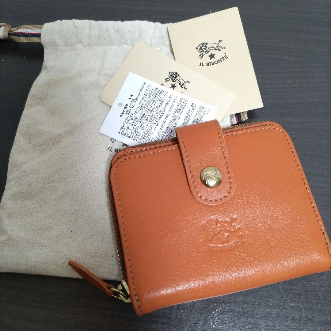 新品 イルビゾンテ 本革 レザー ラウンド ウォレット 財布 キャラメル 茶