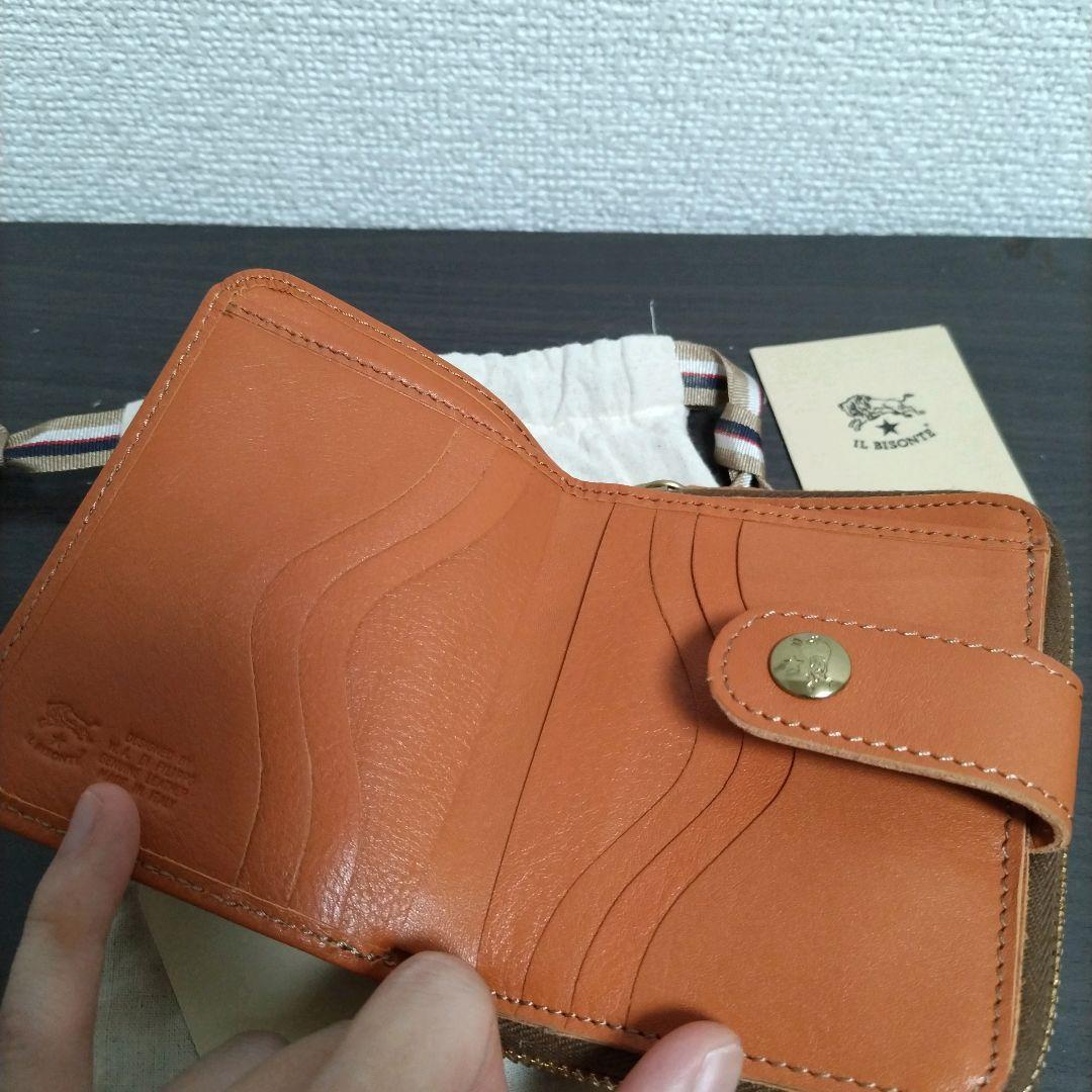 新品 イルビゾンテ 本革 レザー ラウンド ウォレット 財布 キャラメル 茶
