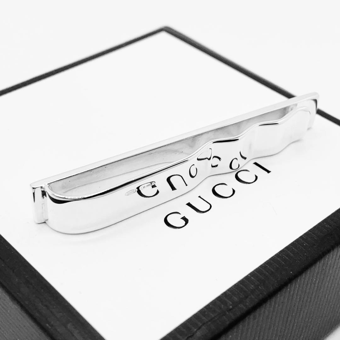 【美品/鏡面仕上】GUCCI ネクタイピン　GUCCIロゴ　925