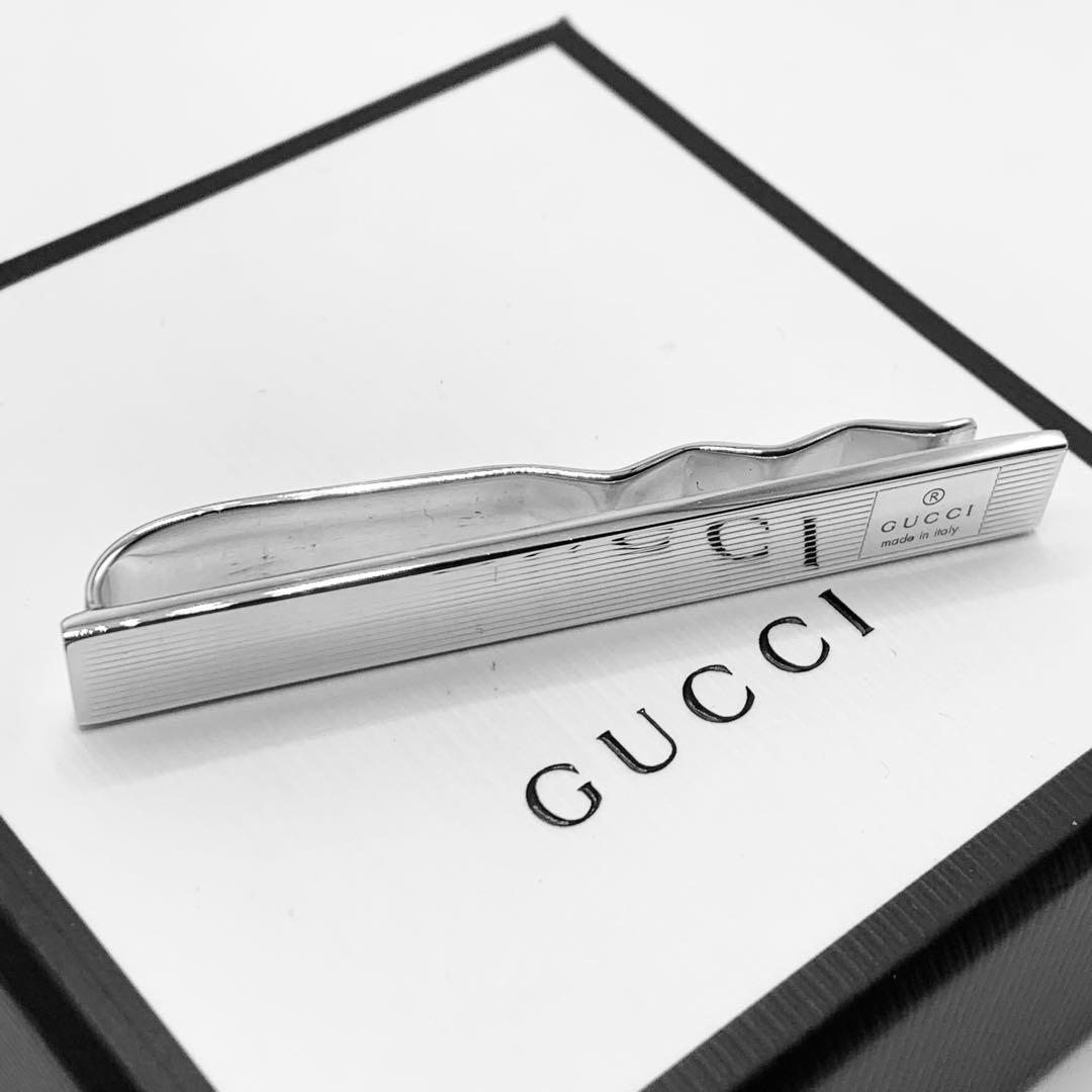 【美品/鏡面仕上】GUCCI ネクタイピン　GUCCIロゴ　925