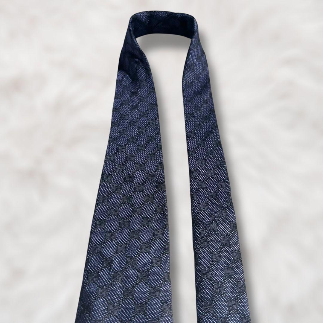 【未使用級✨️】グッチ GUCCI GG柄 ネイビー シェリーライン ネクタイ
