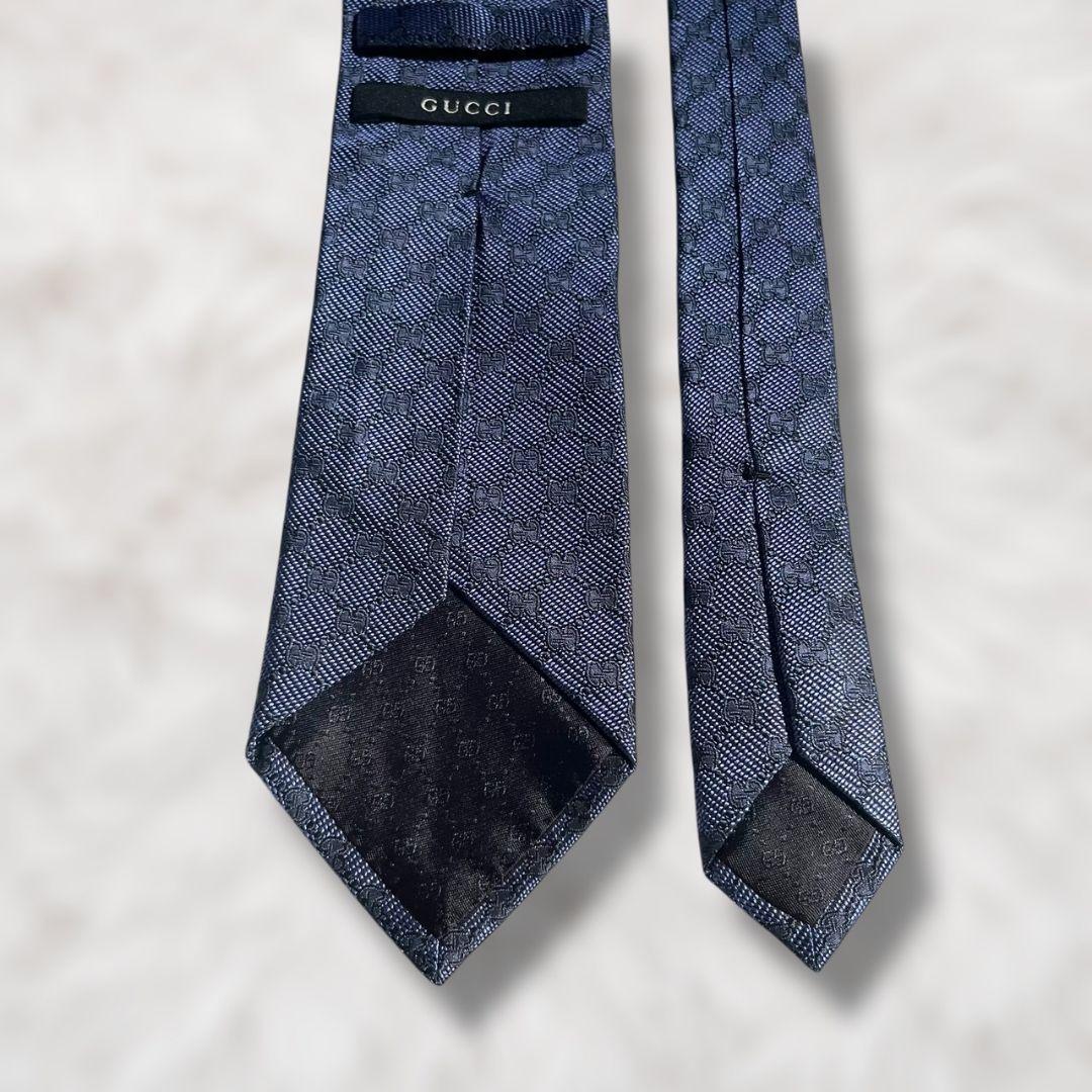 【未使用級✨️】グッチ GUCCI GG柄 ネイビー シェリーライン ネクタイ
