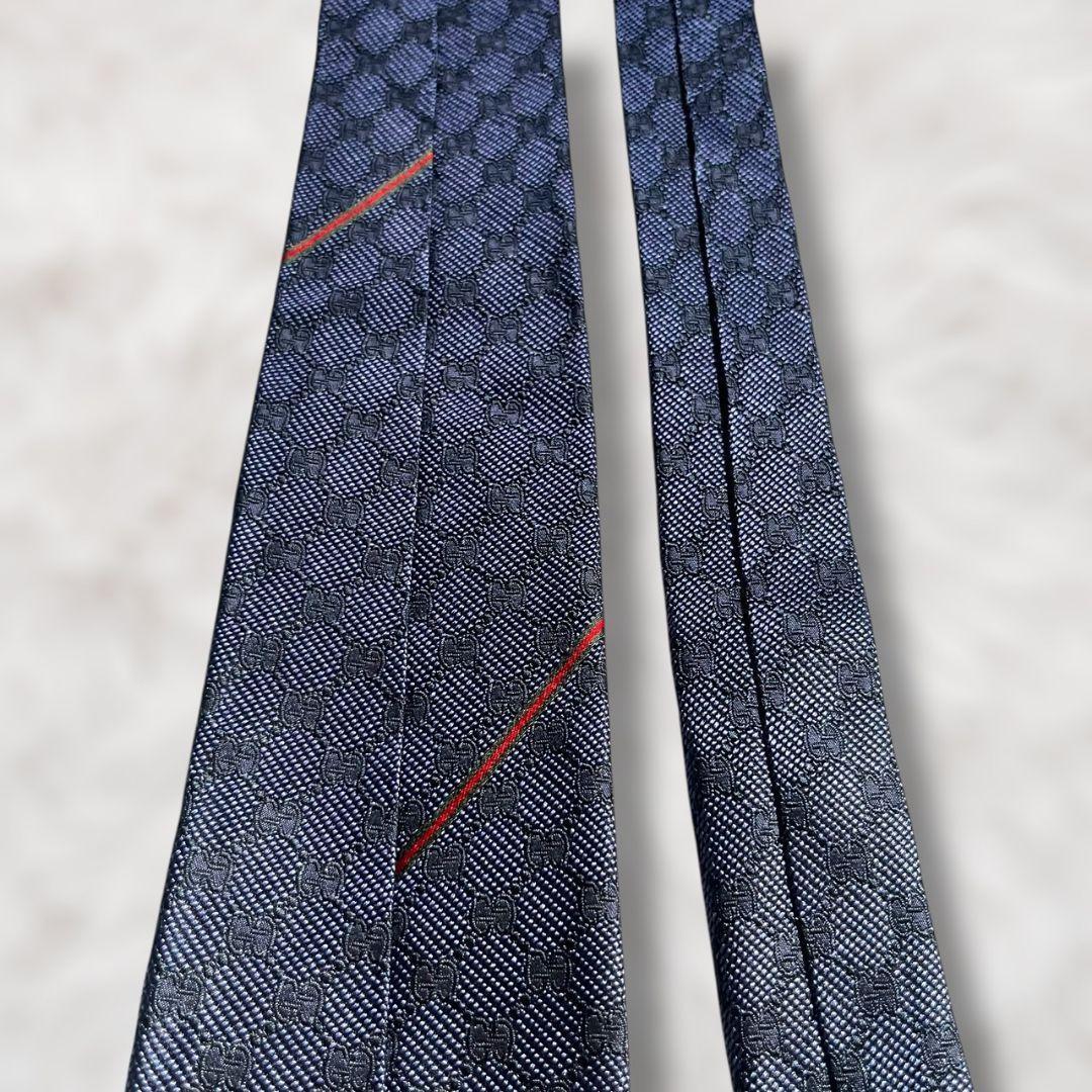 【未使用級✨️】グッチ GUCCI GG柄 ネイビー シェリーライン ネクタイ