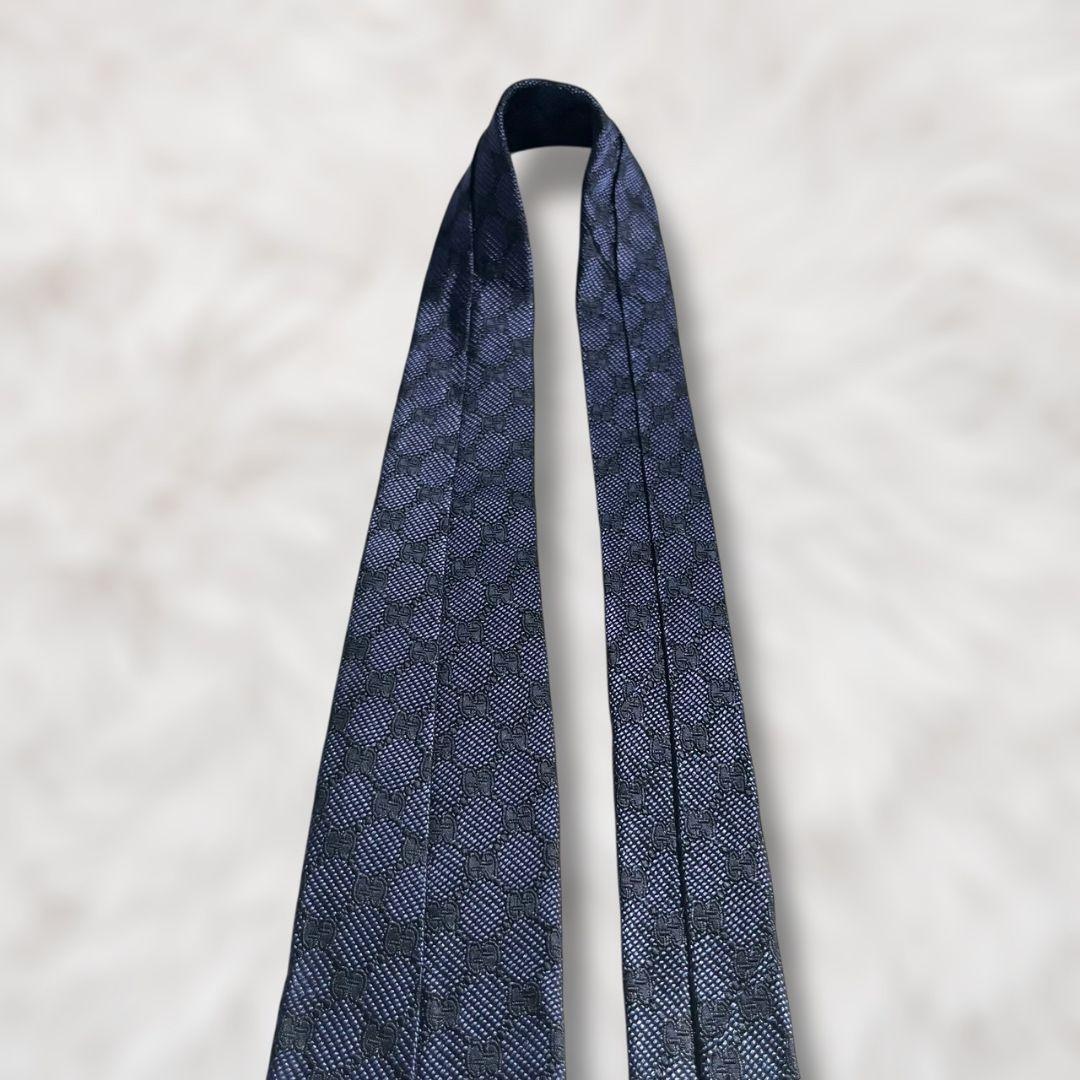 【未使用級✨️】グッチ GUCCI GG柄 ネイビー シェリーライン ネクタイ